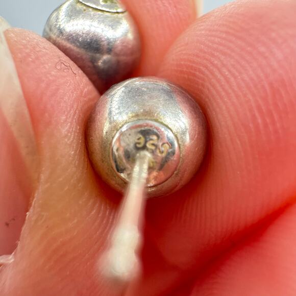 Vintage 8 mm Sterling Silver 925 Ball Sphere Stud Earrings Patina Acid Tested - Picture 6 of 12